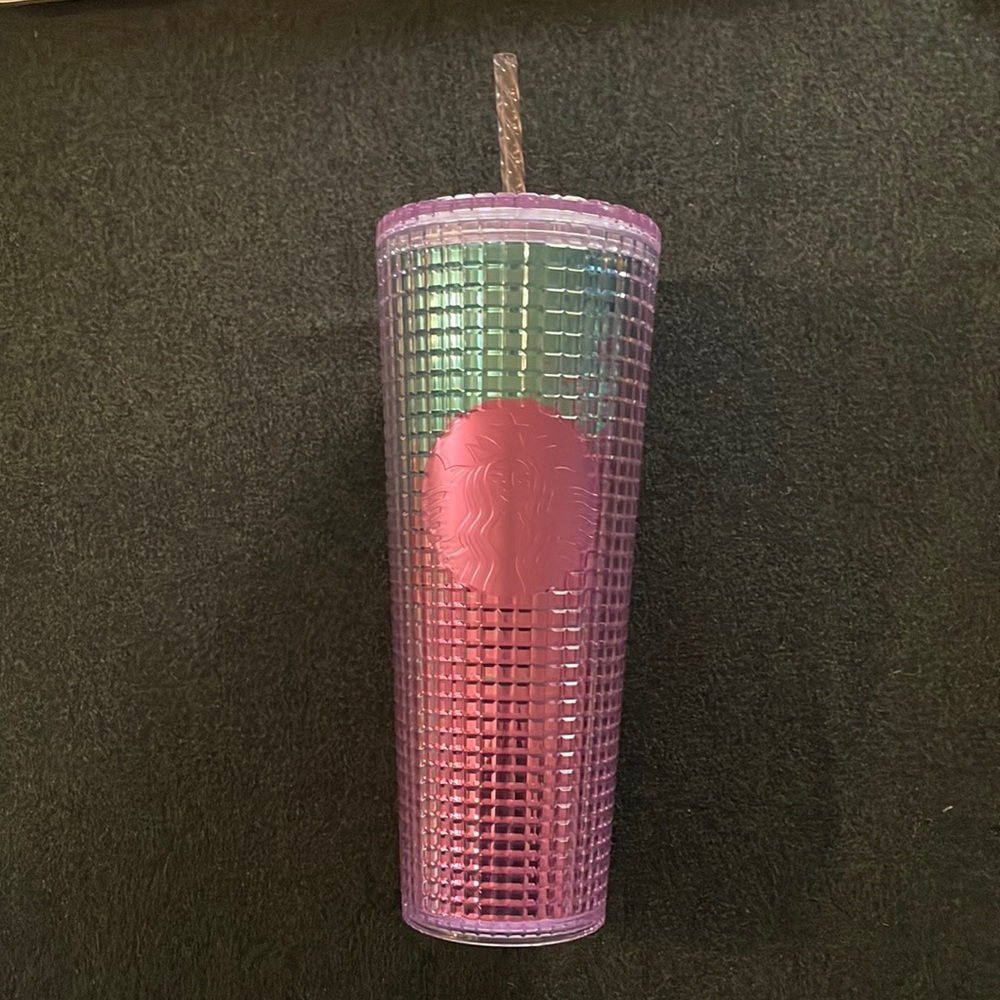 New Starbucks Disco Ball Grid Tumbler Pink/Blue